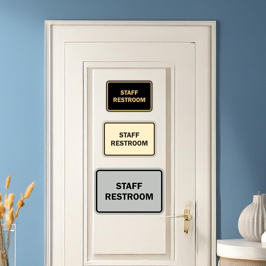 Classic Framed Staff Restroom Sign Red – Medium 2 Pack