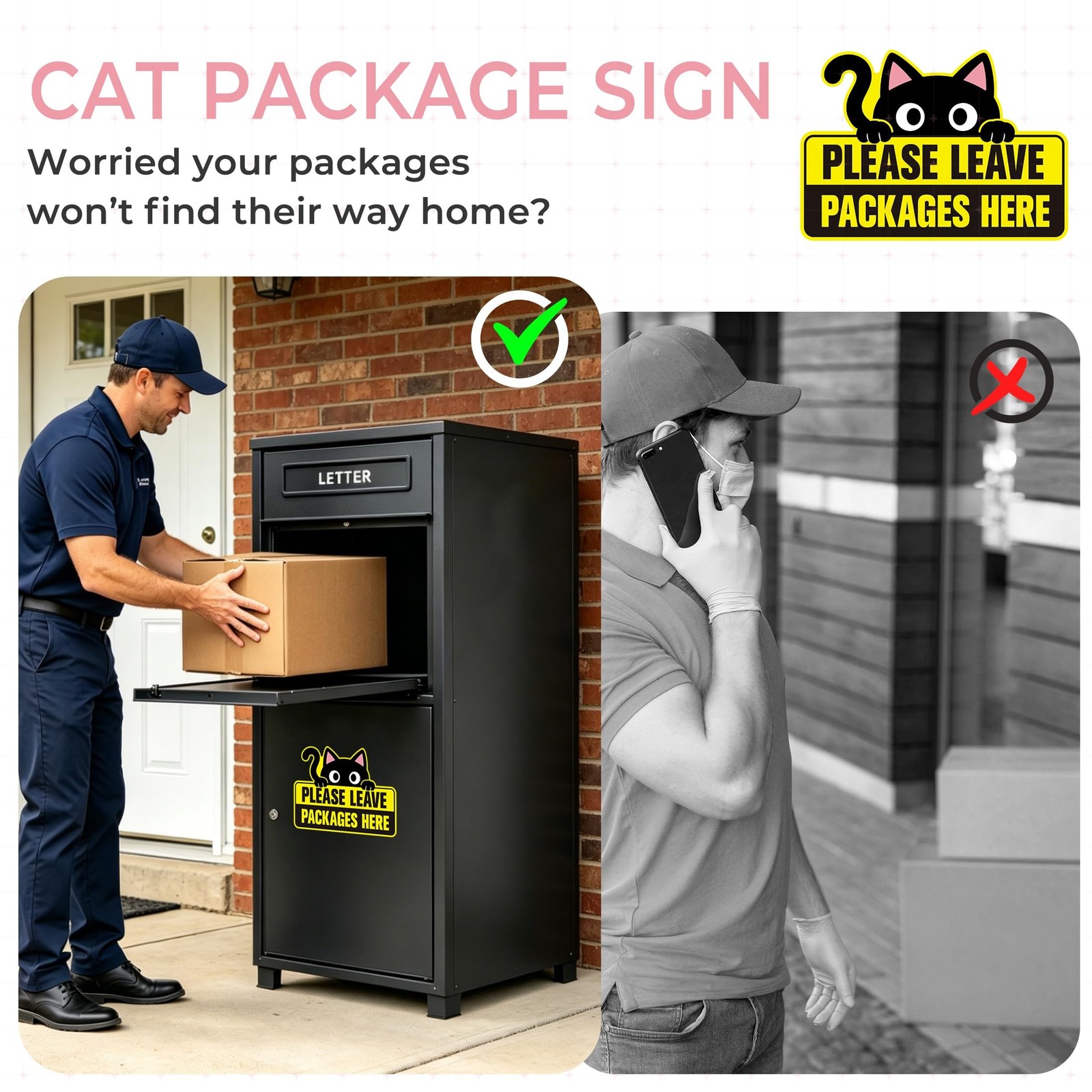 Please Leave Packages and Deliveries Here Sign,Self-Adhesive Waterproof and D…