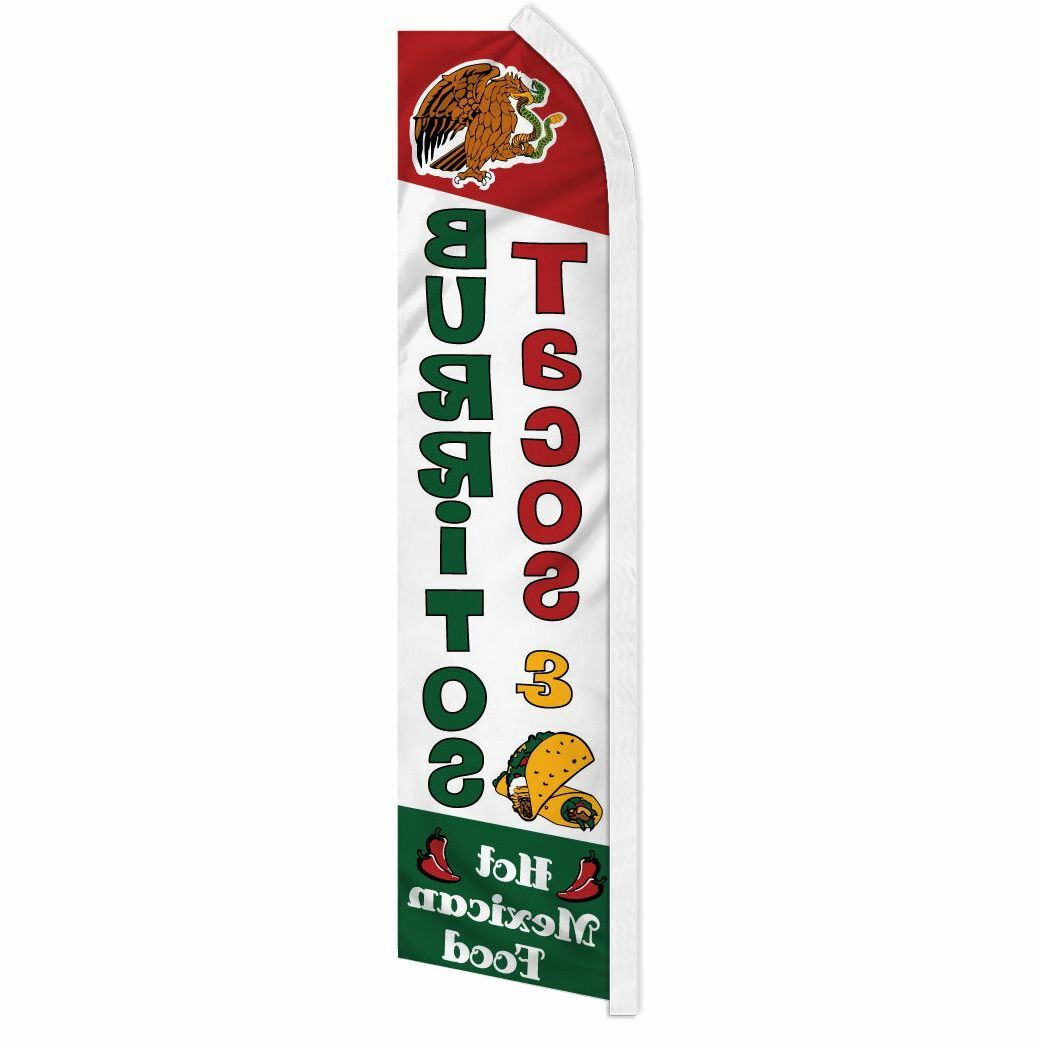 « TACOS & BURRITOS » advertising super flag swooper banner business Mexican food