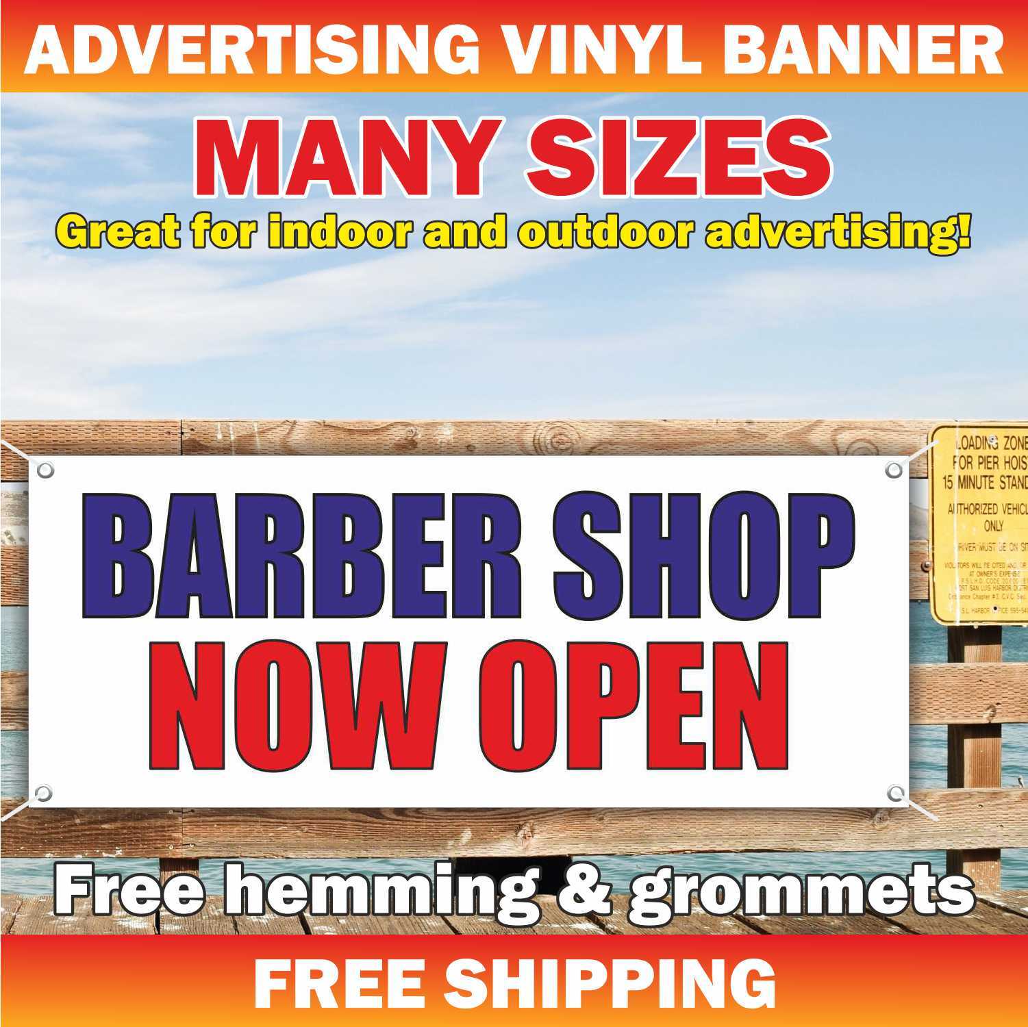 Barber Shop Now Open Advertising Banner Vinyl Mesh Sign haircut shave nail salon