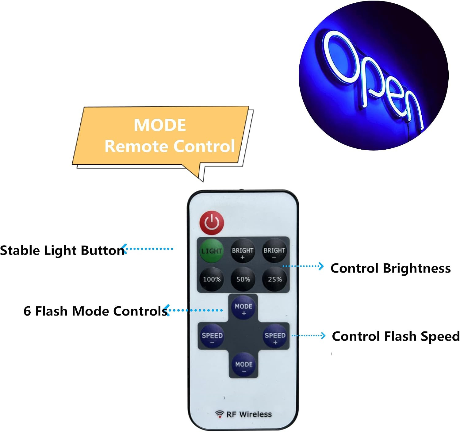 LED Open Sign,16X6 Inch Open Sign for Business,With Multiple Flashing Modes, Ide