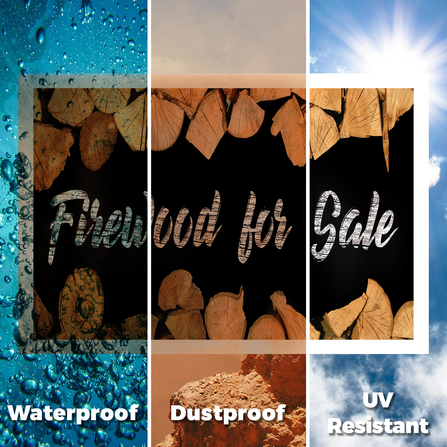 Firewood For Sale Yard Sign Affordable Pricing, Freshly Cut, Outdoor Display