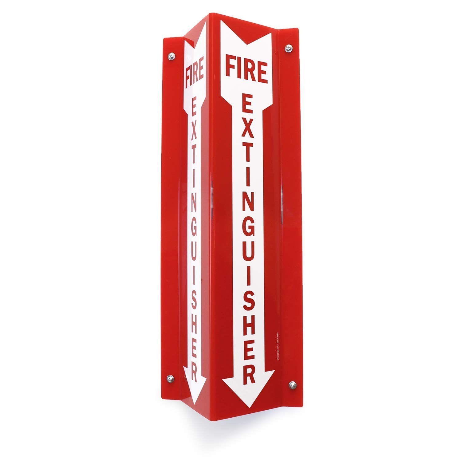 SmartSign 4&Prime;x18&Prime; Fire Extinguisher Projecting Sign Red Acrylic w/ Arrow Lot of 2
