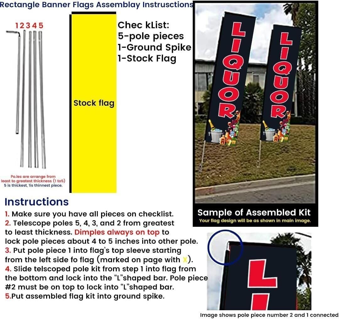 Liquor Advertising Rectangle Feather Banner Swooper Flag Sign with Flag Pole…