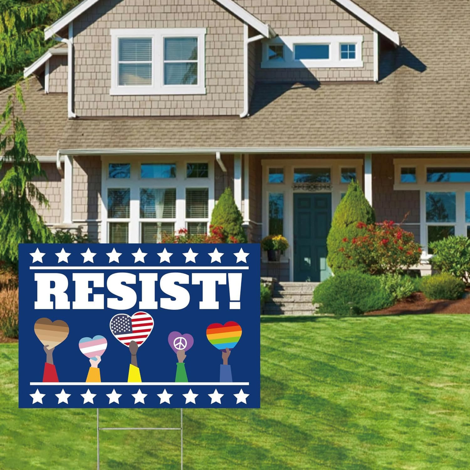 Resist! Sign Political Protest Yard Sign Save Democracy Yard Signs Double Sided