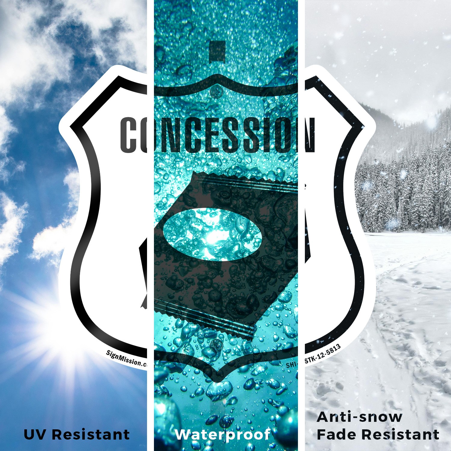 Concession Shield Shaped Sign With Stake Weather Resistant Crafted in the USA