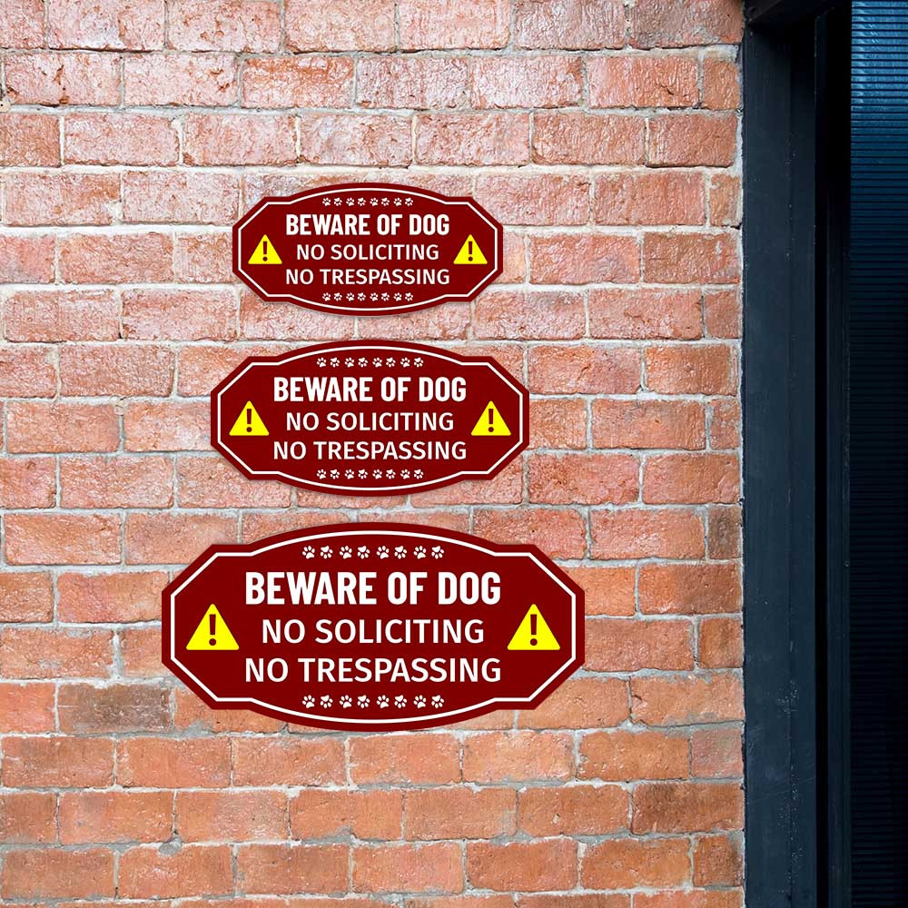 Victorian Plus Beware of Dog No Soliciting No Trespassing Wall or Door Sign