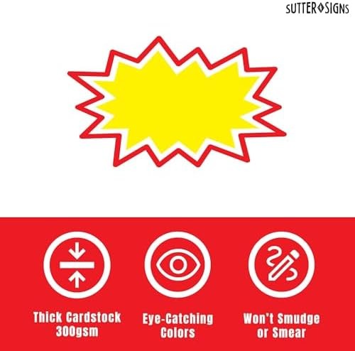 Starburst Signs with Stickers 200pcs | Price Tags for Garage, Estate, Yard Sales