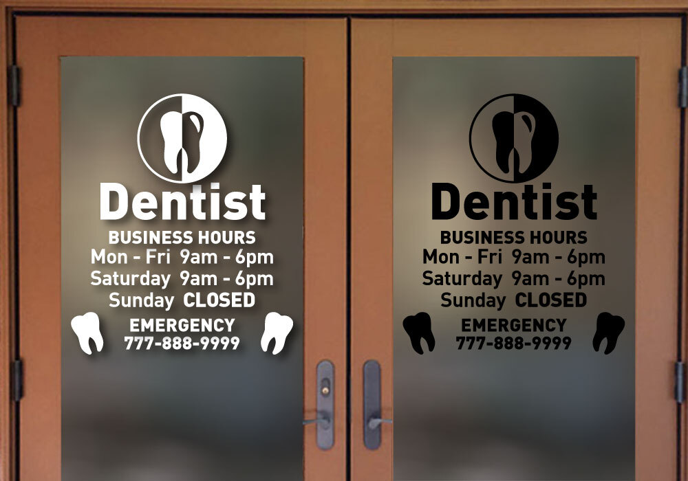 ORIGINAL DENTIST CUTE BUSINESS HOURS COLORS and Sizes PERSONALIZED Sign