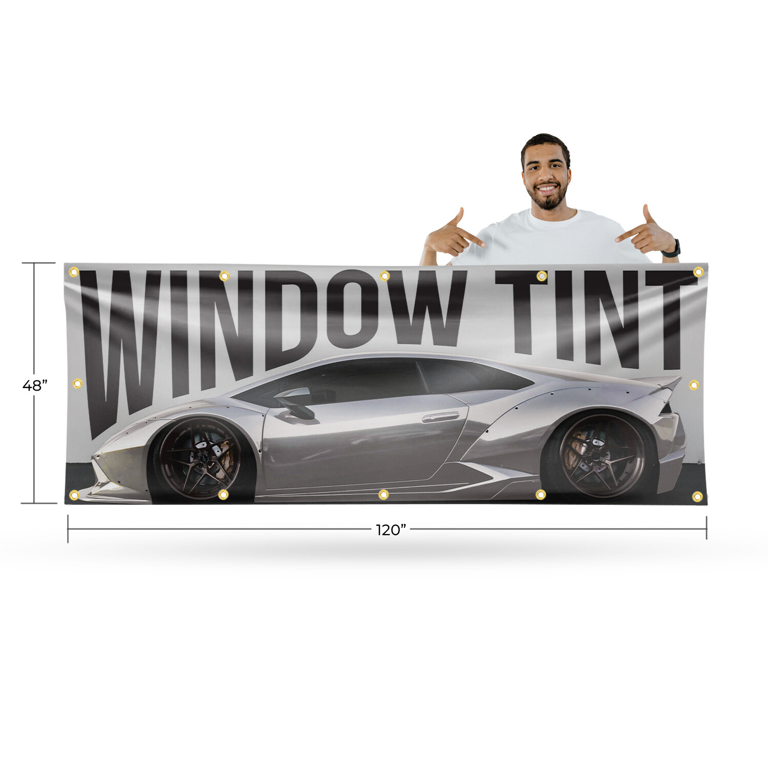 Window Tint 13 oz Vinyl Banner Sign with Metal Grommets Heavy-Duty Single-Sided