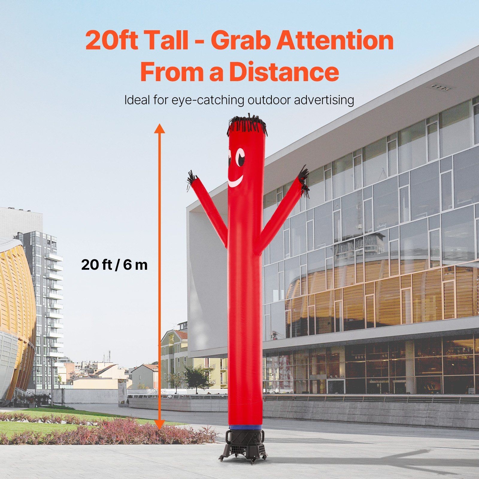 20ft Bright Red Air Dancer 1HP High-Speed Blower For Advertising