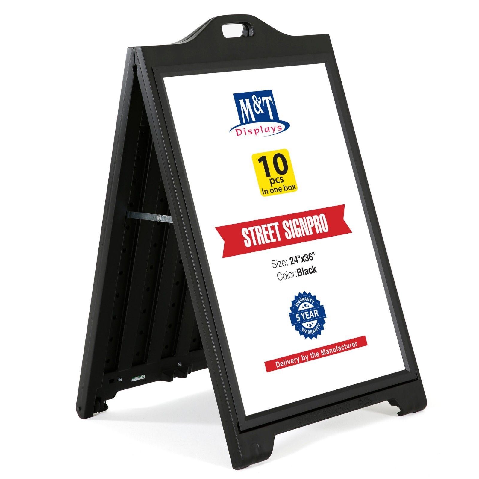 Sandwich Board A-Frame Sidewalk Sign with Protective Cover 24×36 Black – 10 Pack
