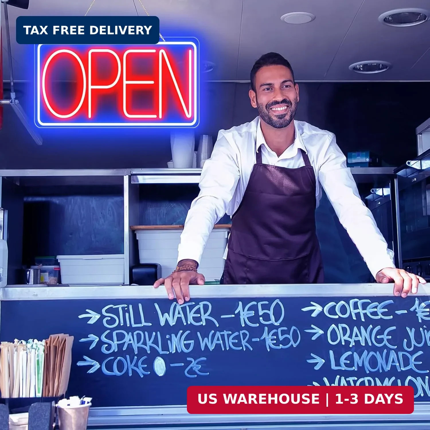 16.5&Prime; X 9&Prime; Led Neon Open Signs for Business – 12V/2A Ultra Bright Led Neon Sign