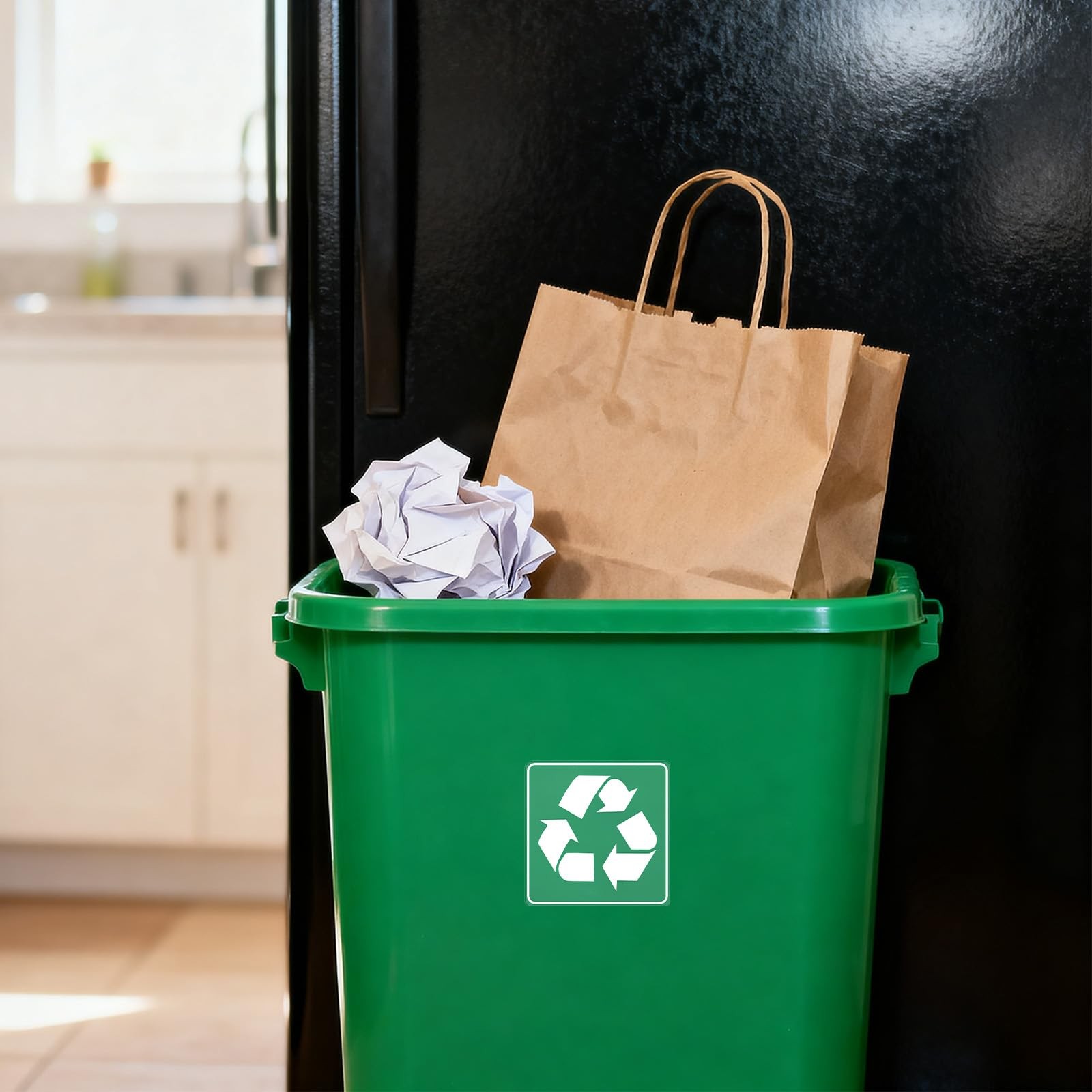 20 Pack 3×3 Inches Trash and Recycle Stickers, Clear Weatherproof Self Adhesi…