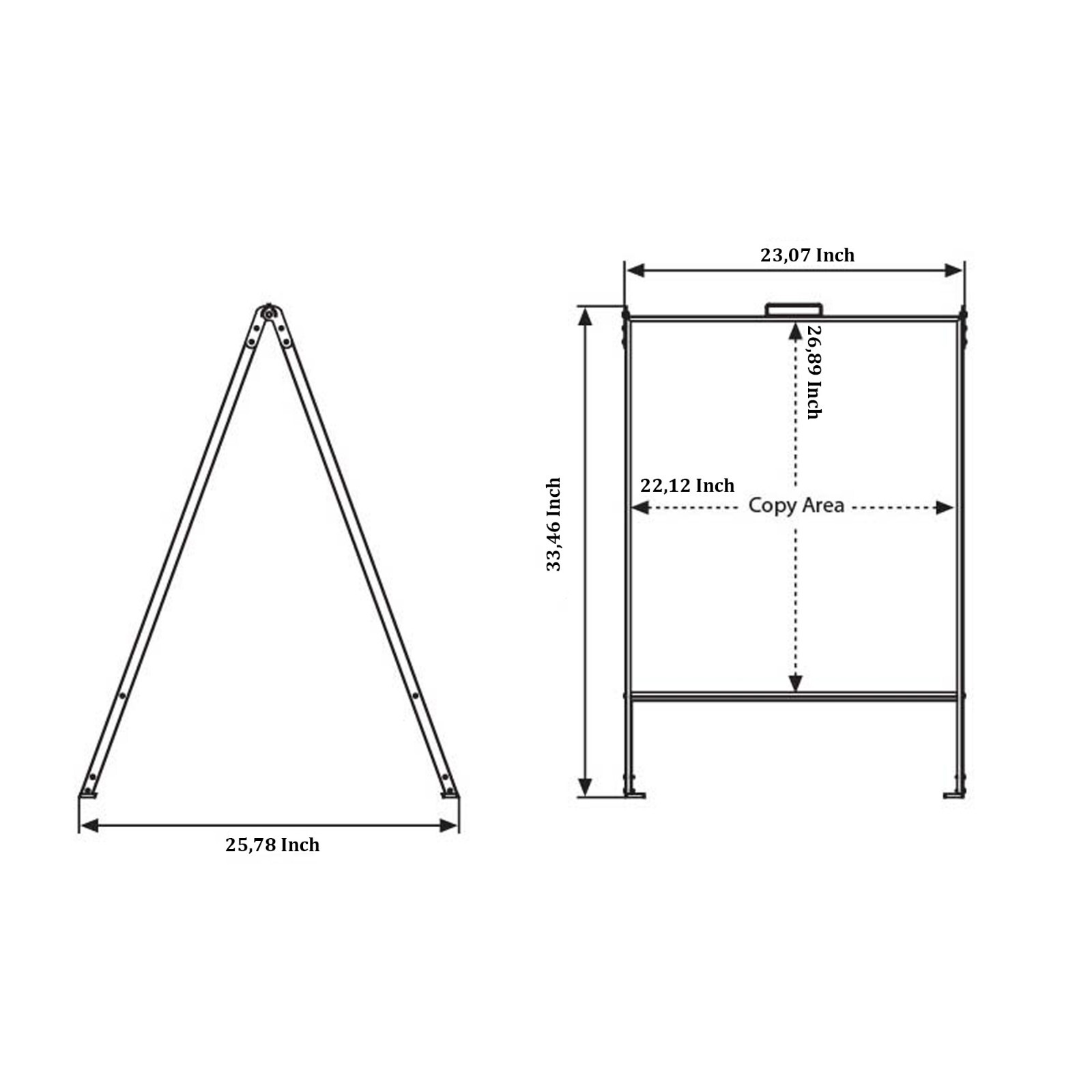 Stainless Steel 22×28 Double Sided Silver Aluminum Sandwich Board A-Frame