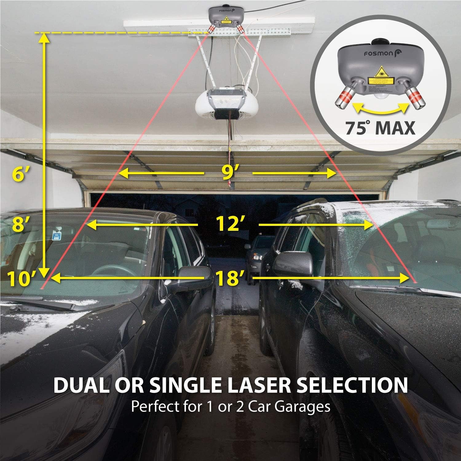 Fosmon, Wider Angle Upgrade, Dual Laser Garage Parking Assist Guide System,…