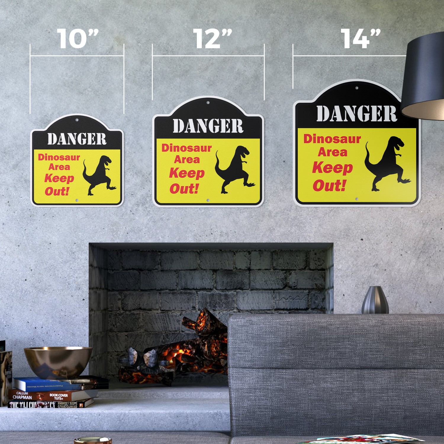 Danger Dinosaur Area Plastic Novelty Sign Warning Museum Dinosaur