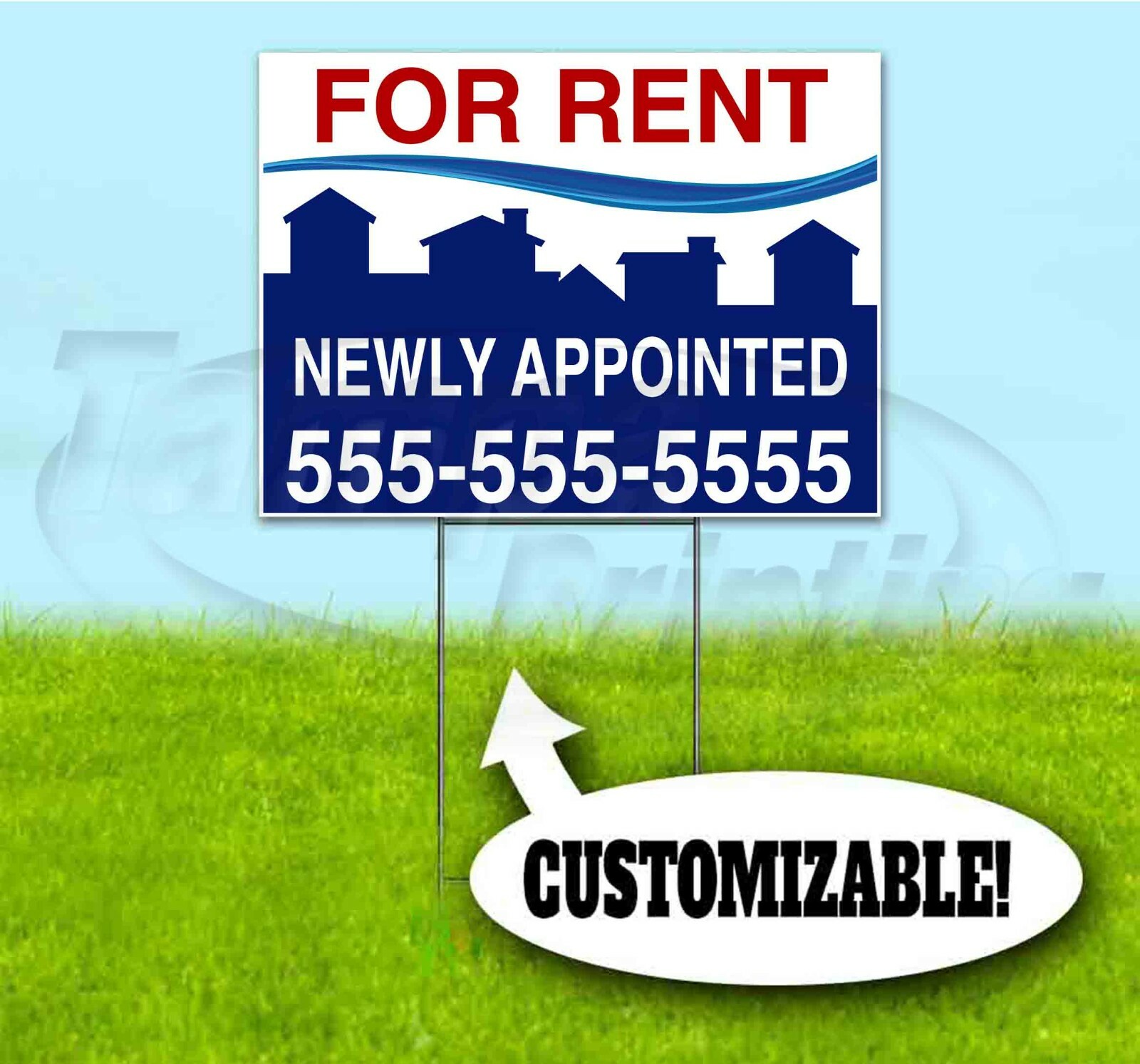 FOR RENT APPOINTED CUSTOM 18×24 Yard Sign WITH STAKE Bandit REALTOR REAL ESTATE