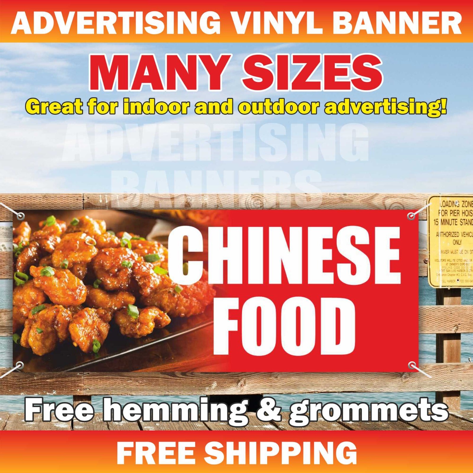 CHINESE FOOD Advertising Banner Vinyl Mesh Sign bar buffet Asian cuisine