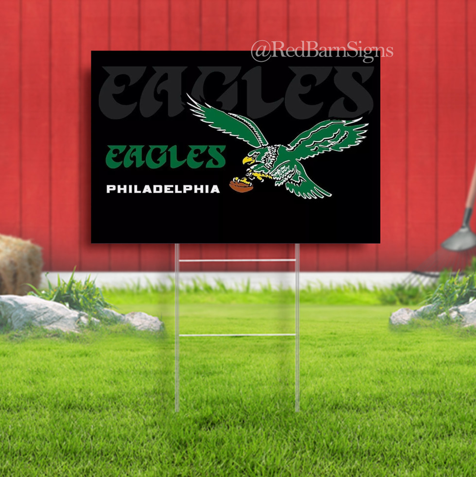 Philadelphia Eagles Premium Yard Sign Retro Logo Black Sign