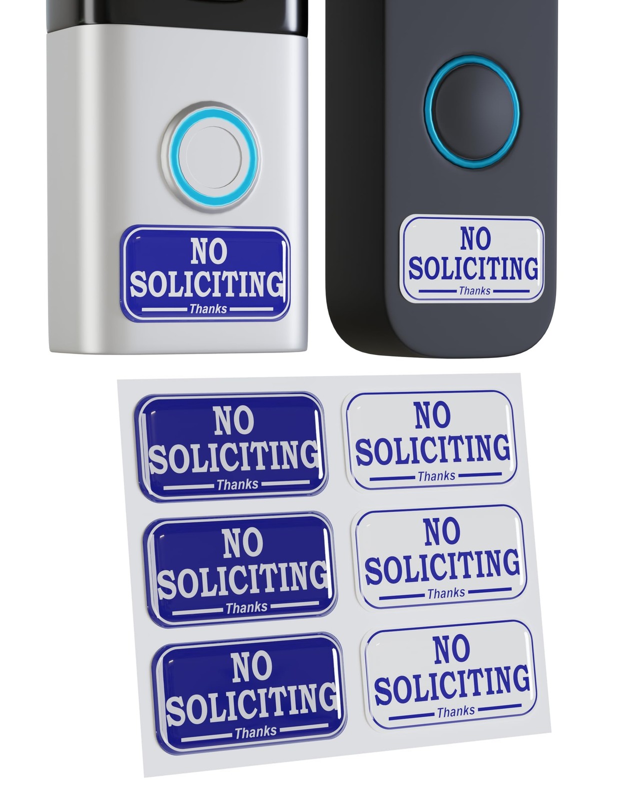 Small No Soliciting Signs for House, Front Door, Doorbell, Epoxy Stickers, 3D…
