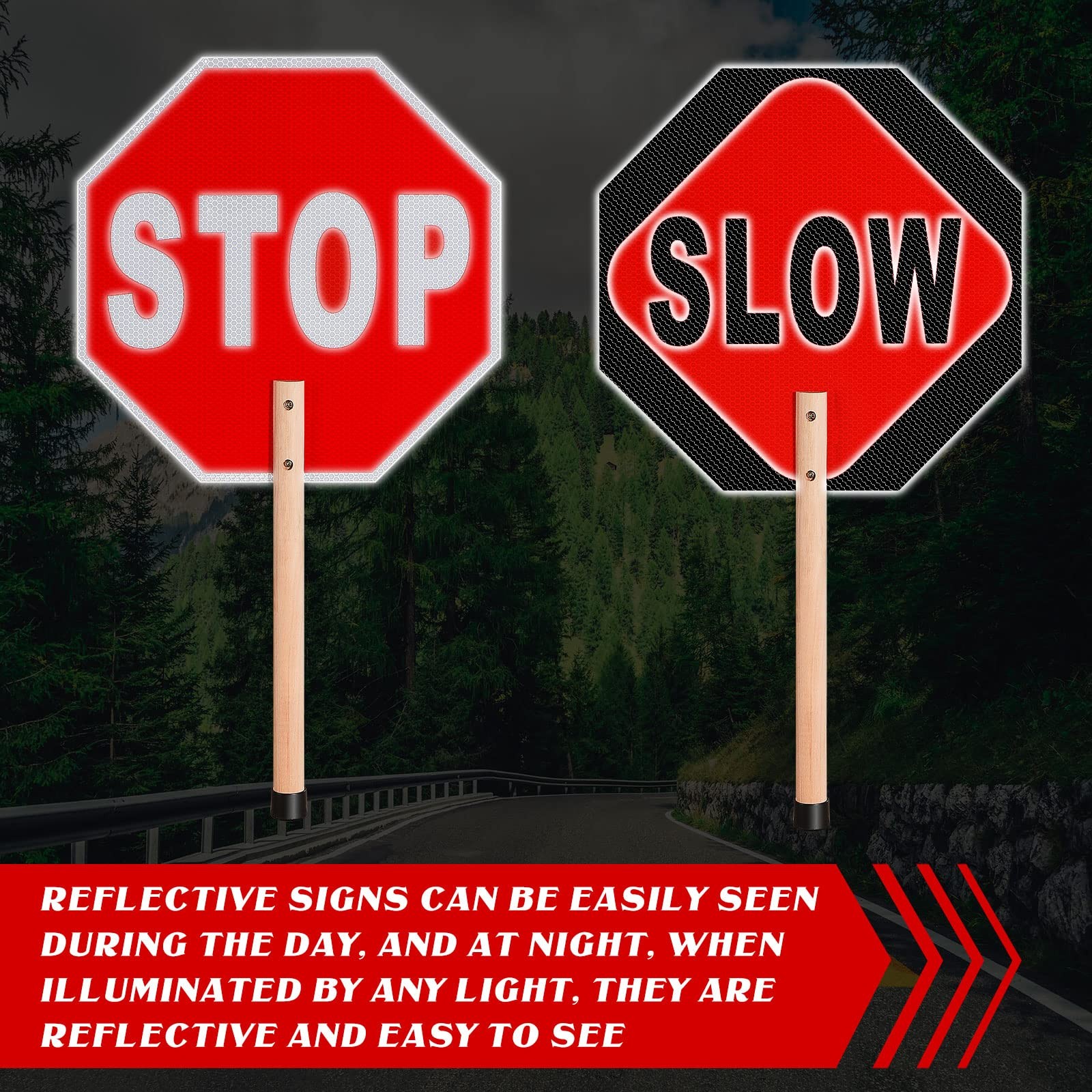 Stop Slow Sign Handheld Stop Sign with Handle 13 x 13 Crossing Guard Stop