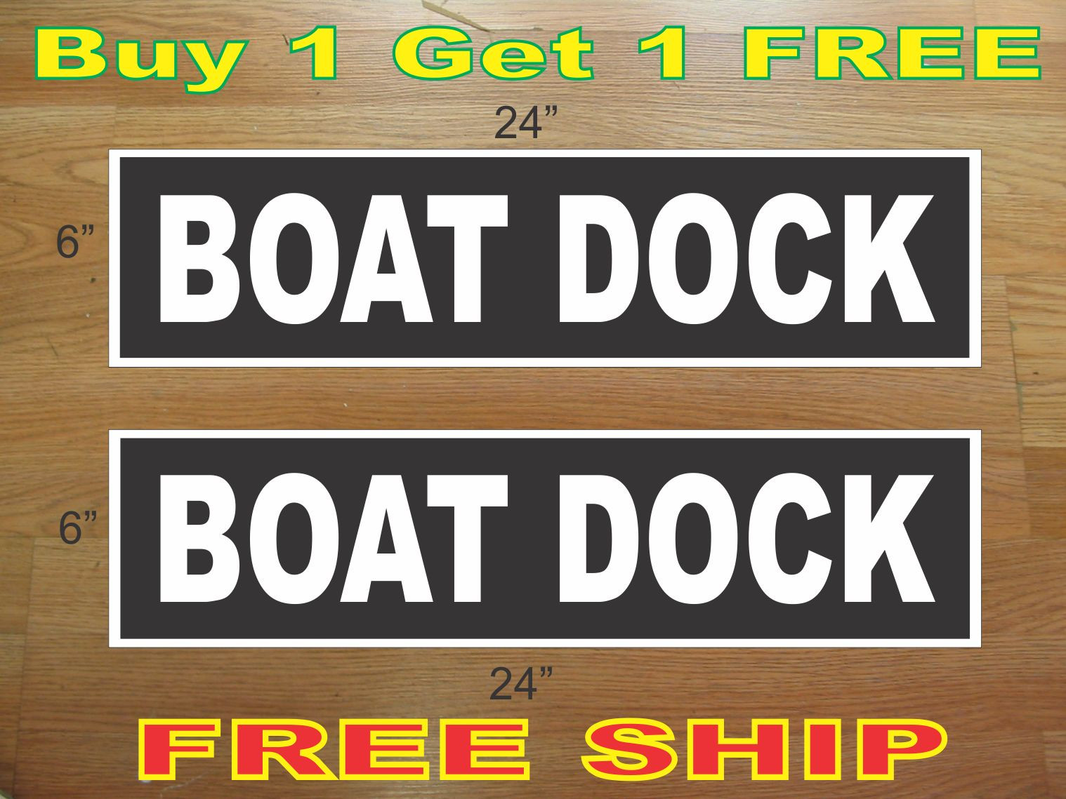 White on Black BOAT DOCK 6&Prime;x24&Prime; REAL ESTATE RIDER SIGNS Buy 1 Get 1 FREE 2 Sided