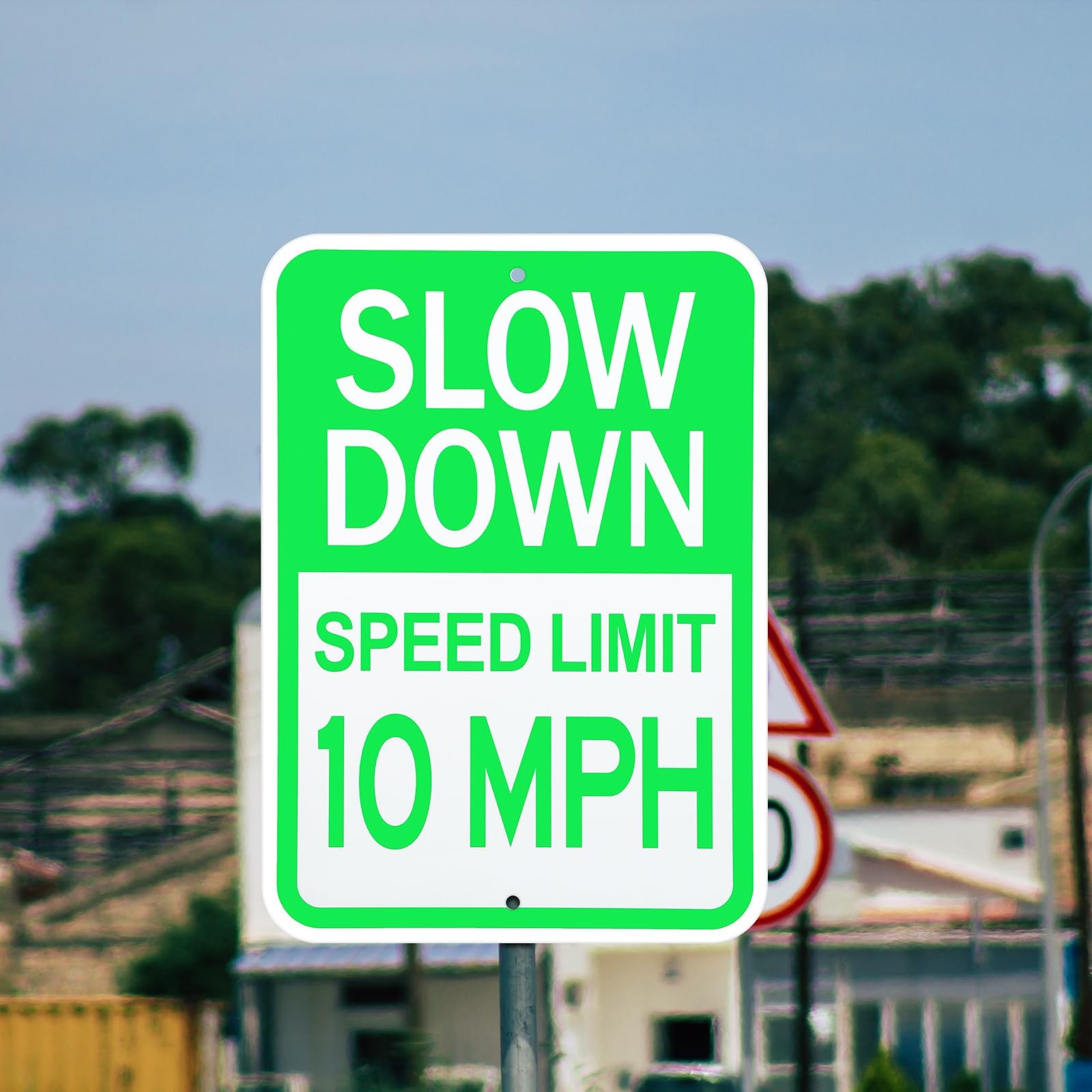 2 Pack 17×12 Inch Slow Down Sign Speed Limit 10 MPH Traffic Sign for Driveway