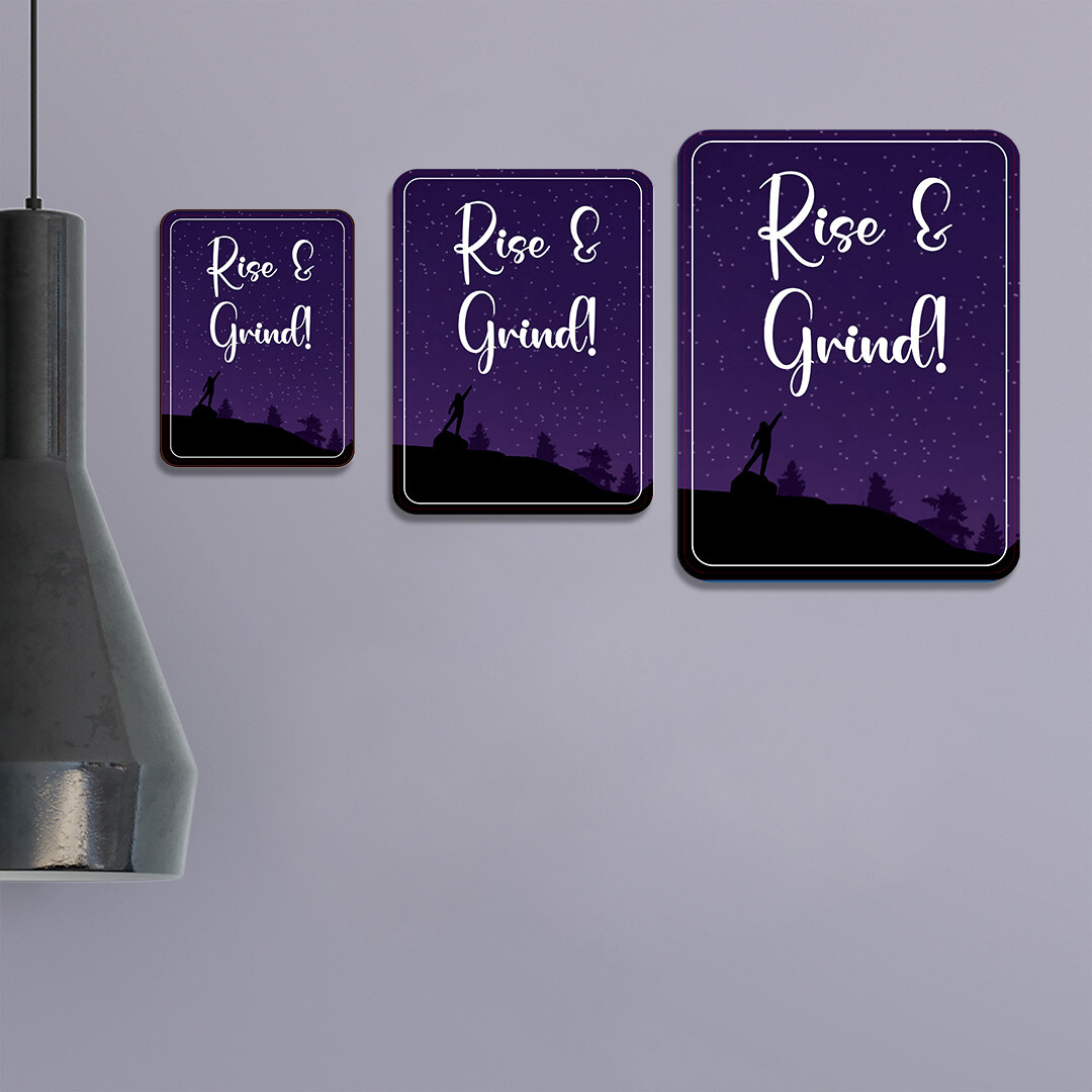 Portrait Round Plus Rise and Grind Wall or Door Sign