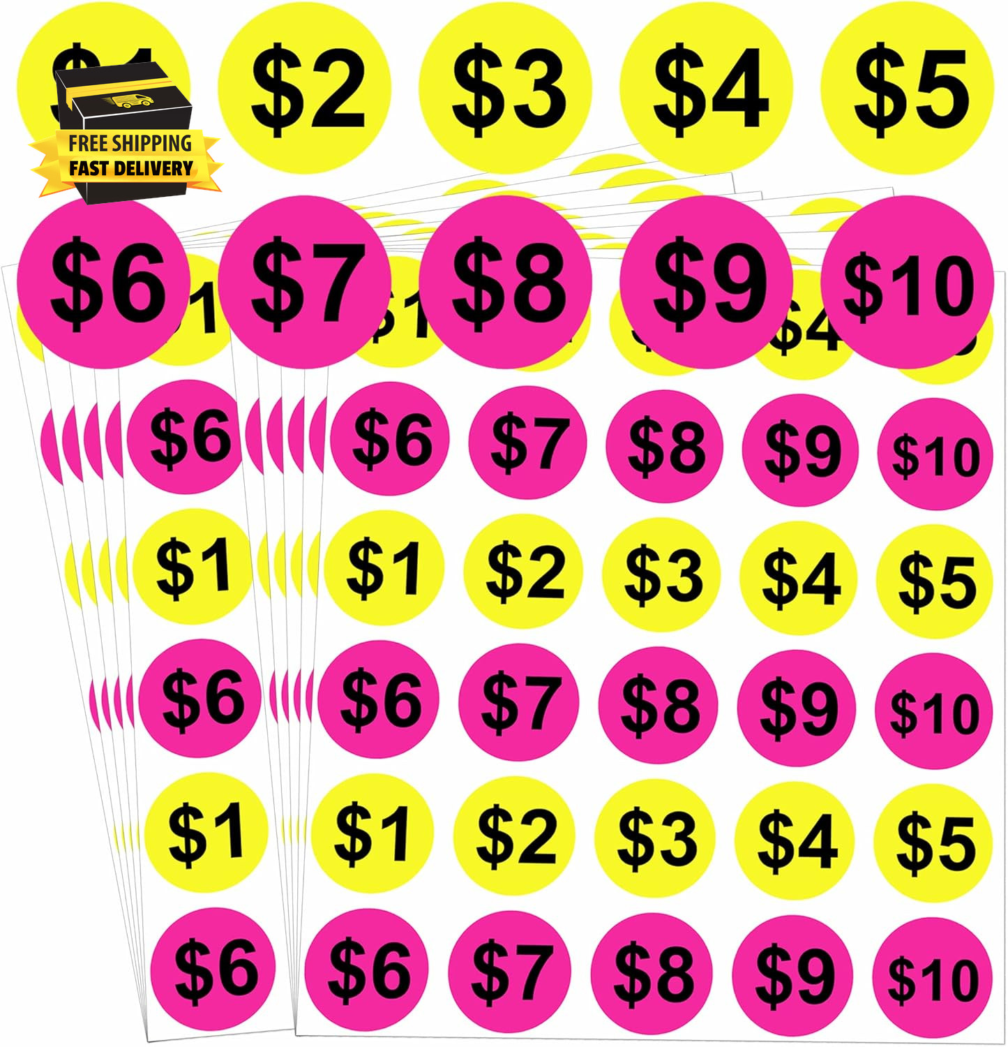 600 Pcs Yard Garage Sale Price Stickers 1 Inch Flea Market Pre-Printed Pricing S