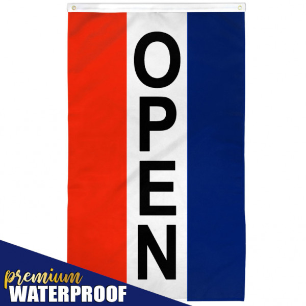 Vertical Open Flag 3x5ft We&rsquo;re Open Now Open Sign Open Banner RWB Vertical Flag
