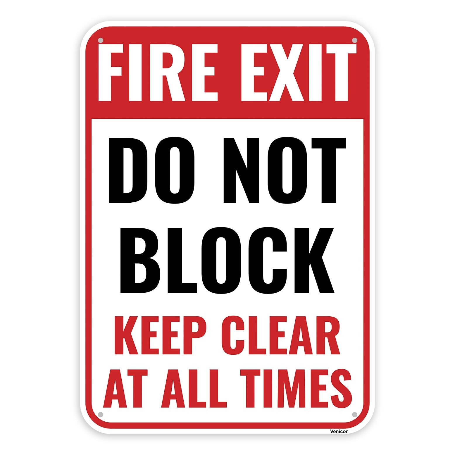 1 PCS 14×10 Inch Aluminum Fire Exit Do Not Block Door Keep Clear Signage Tool
