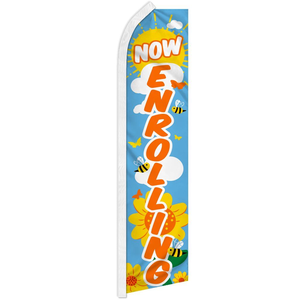 NOW ENROLLING advertising super flag polyester banner sign *POLE NOT INCLUDED*