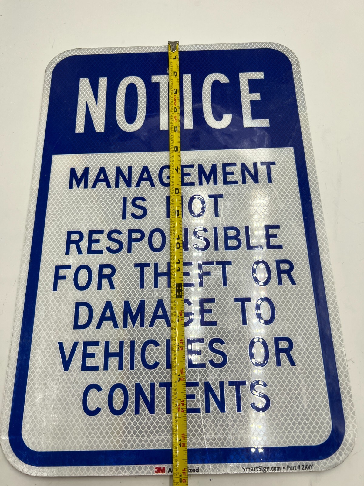 SmartSign Notice Management Is Not Responsible for Theft Sign 12&Prime;x18&Prime; 2KVY
