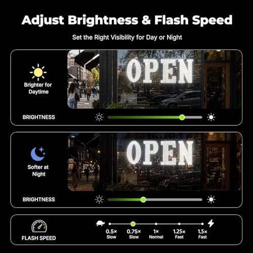 40&Prime; x 14&Prime; Large LED Open Sign with Remote Control High Bright Visibility