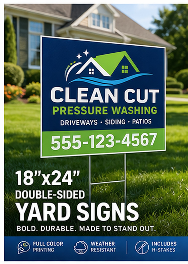 50- 18×24 Outdoor Durable, Custom Full Color Yard Signs Double Sided w/H Stakes