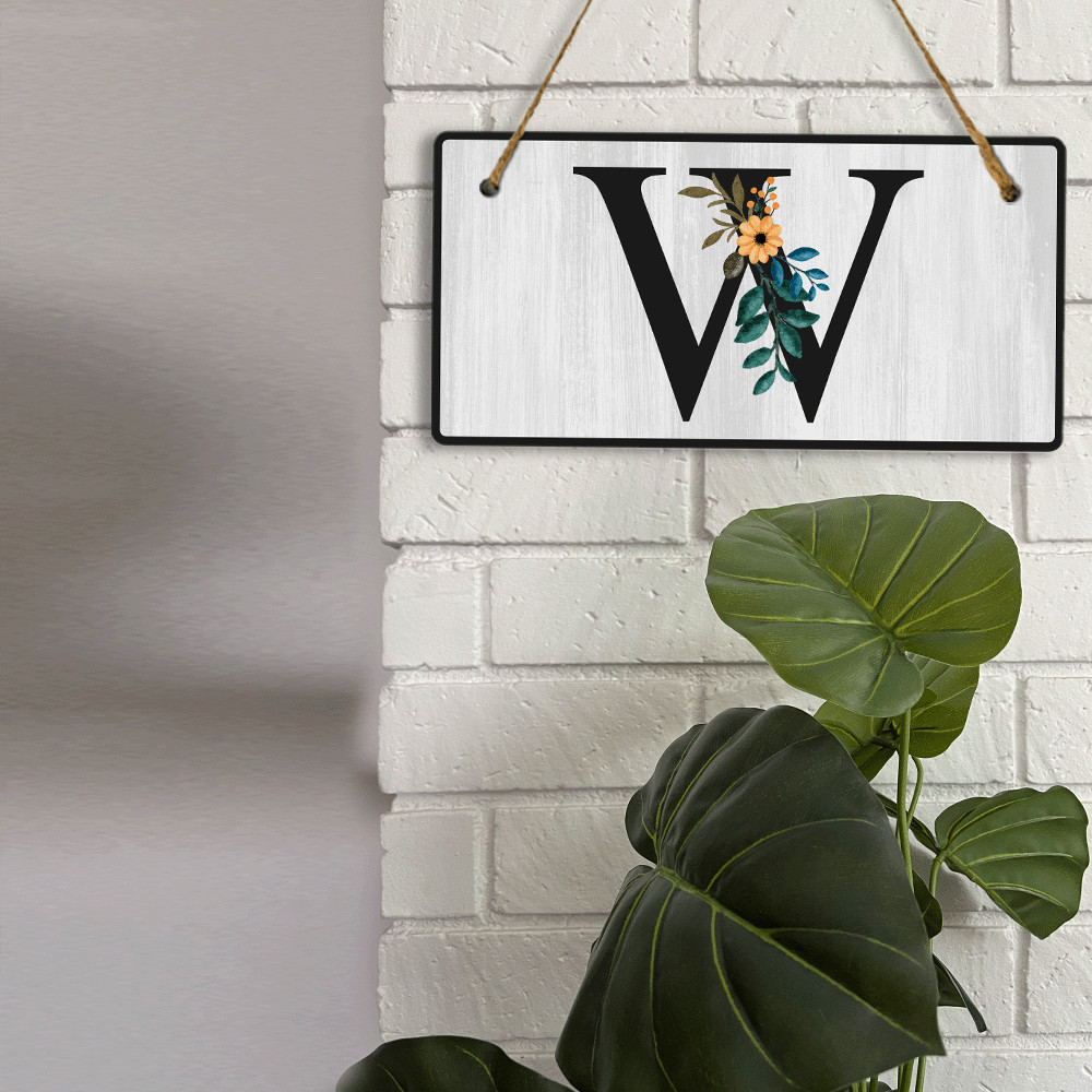 W Flower Decor 5×10 Hanging Wall or Door Sign | Alphabet Letter Room Decoration