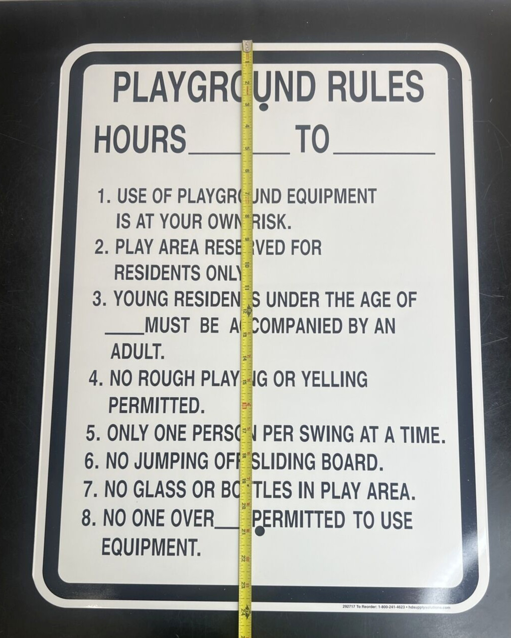 (2x) NEW 18&Prime; x 24&Prime; Playground Rules Sign Non-Reflective White & Black – 2 Signs