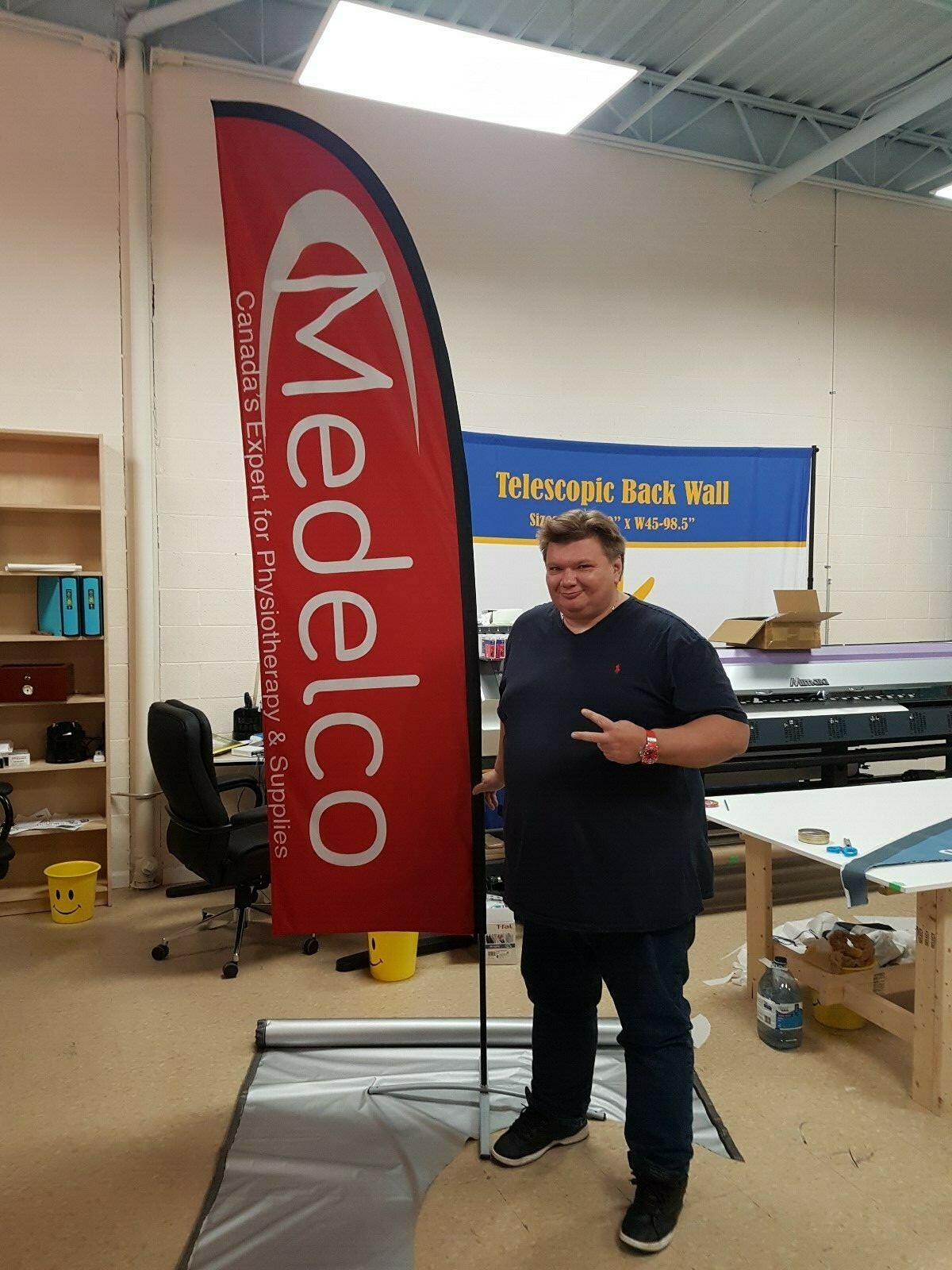 Trade Show Event 9ft Flag Signage + Double Sided Custom (Dye Sub) Graphics + Bag