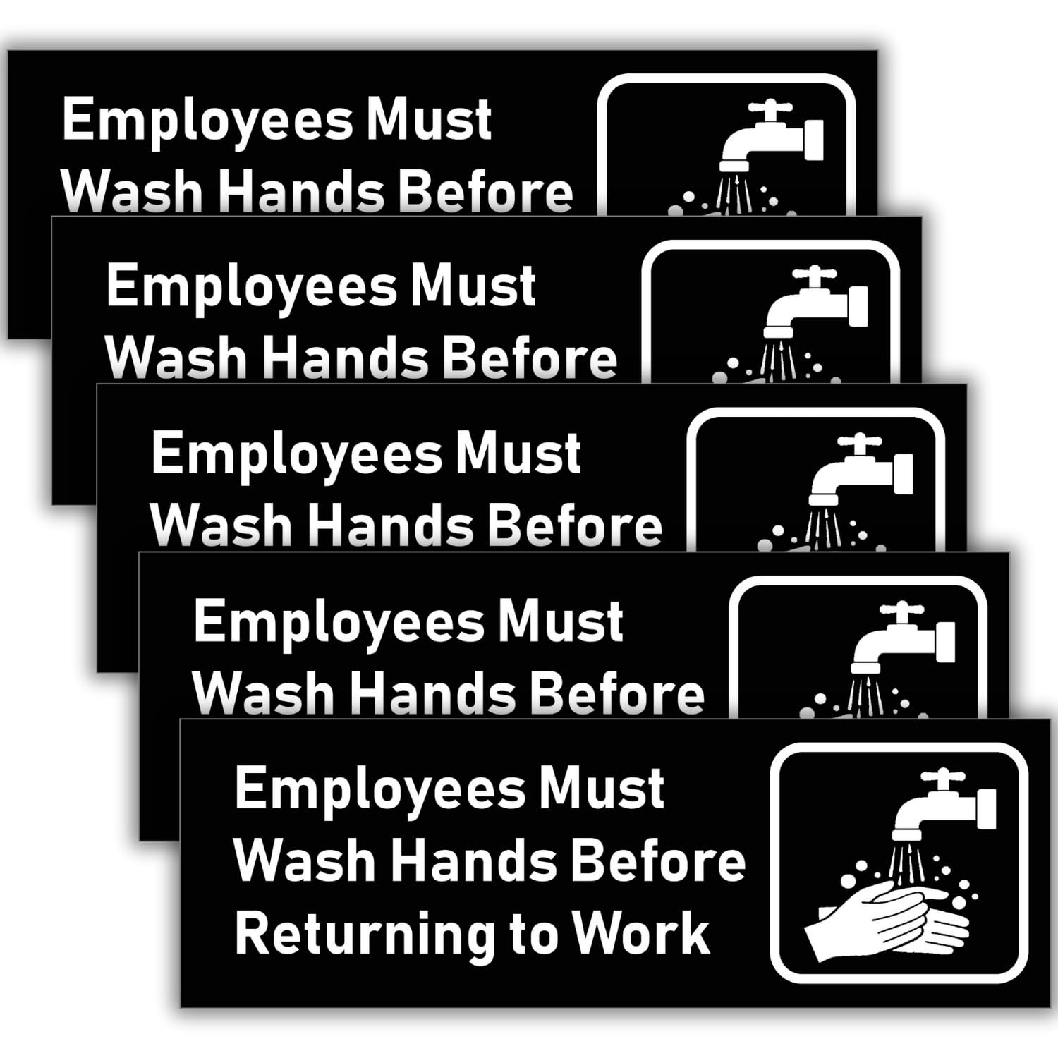 5 Pack Employees Must Wash Hands Before Returning to Work Sign 9 x 3 Inches 1