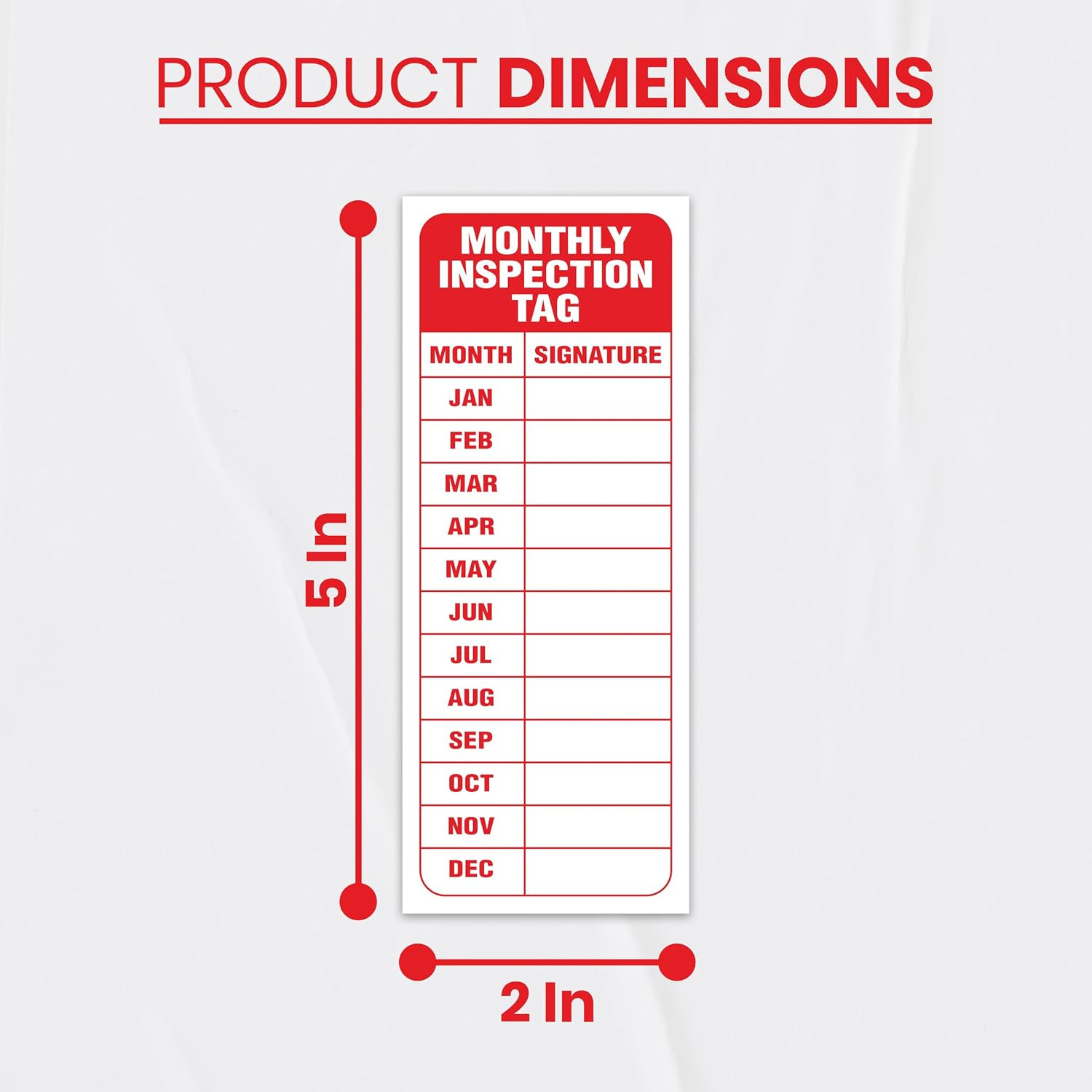 10 X Monthly Inspection Tags | 5 X 2 Inch Vinyl Monthly Inspection Stickers | Fi