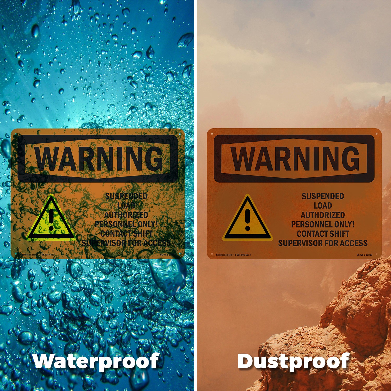Suspended Load Authorized Personnel Only OSHA WARNING Sign, Decal 5 or 10 Pack