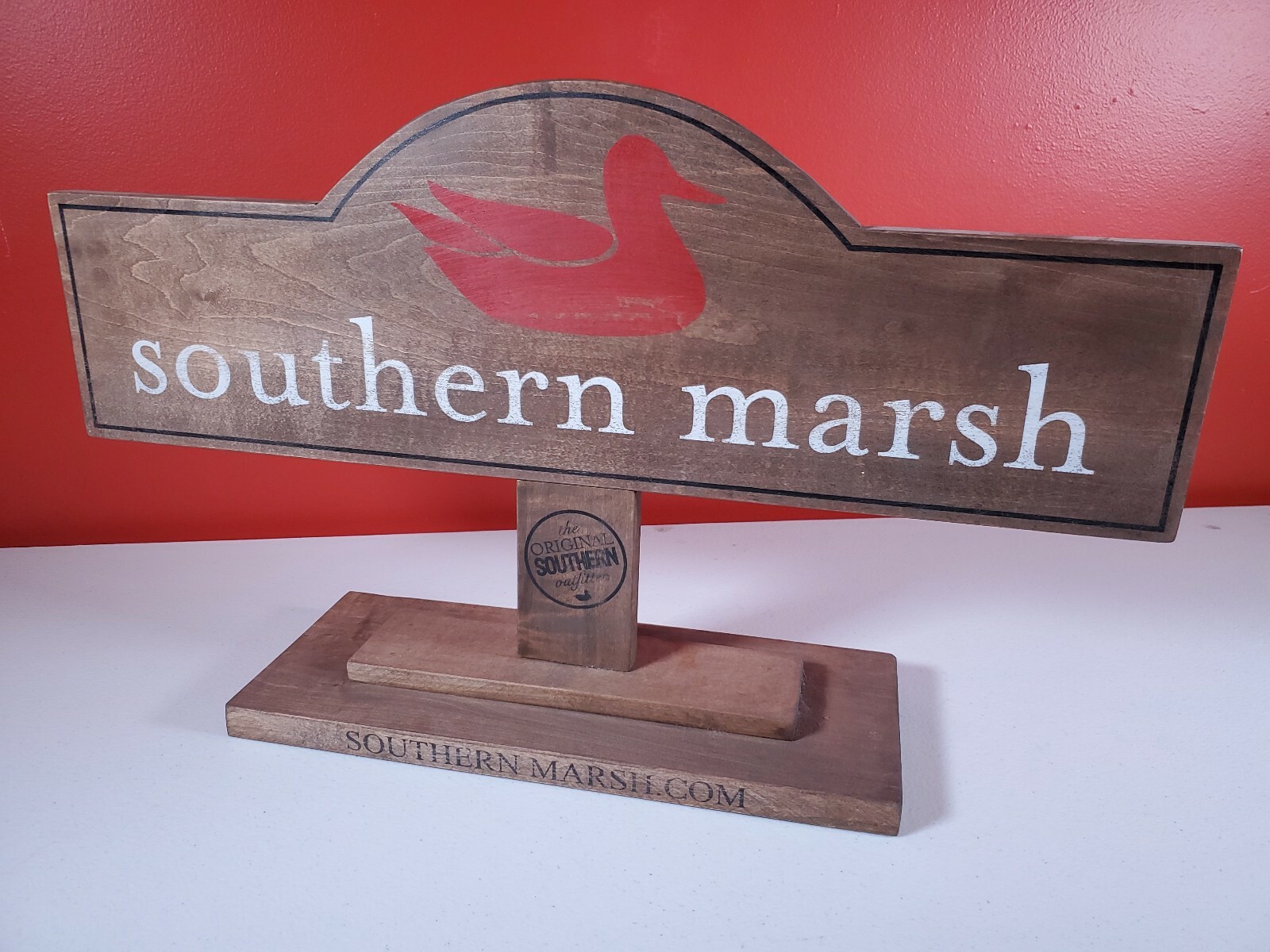 SOUTHERN MARSH Wooden Store Display Sign Red Duck, Clothing Used Fixture [CB22]