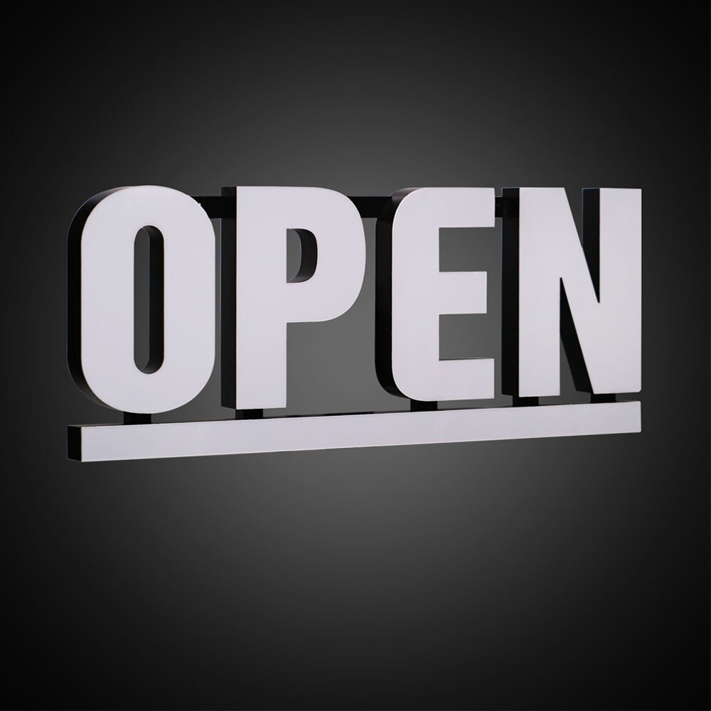 LED Open Sign RGB Underline 30×12 Bright White Frosted Lens Advertising Retail