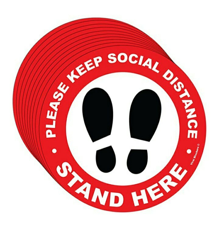 10 Pack 11&Prime; Social Distancing Floor Decals Stickers PLEASE KEEP SOCIAL DISTANCE