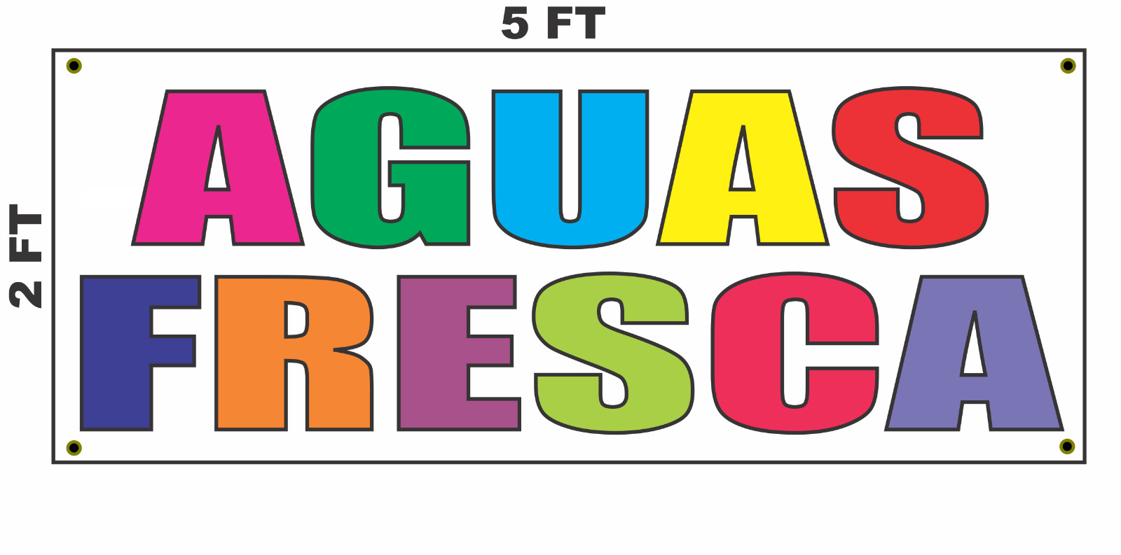 AGUAS FRESCA Multi-colored Banner Sign 2×5 Mexican Food Restaurant Taco Stand