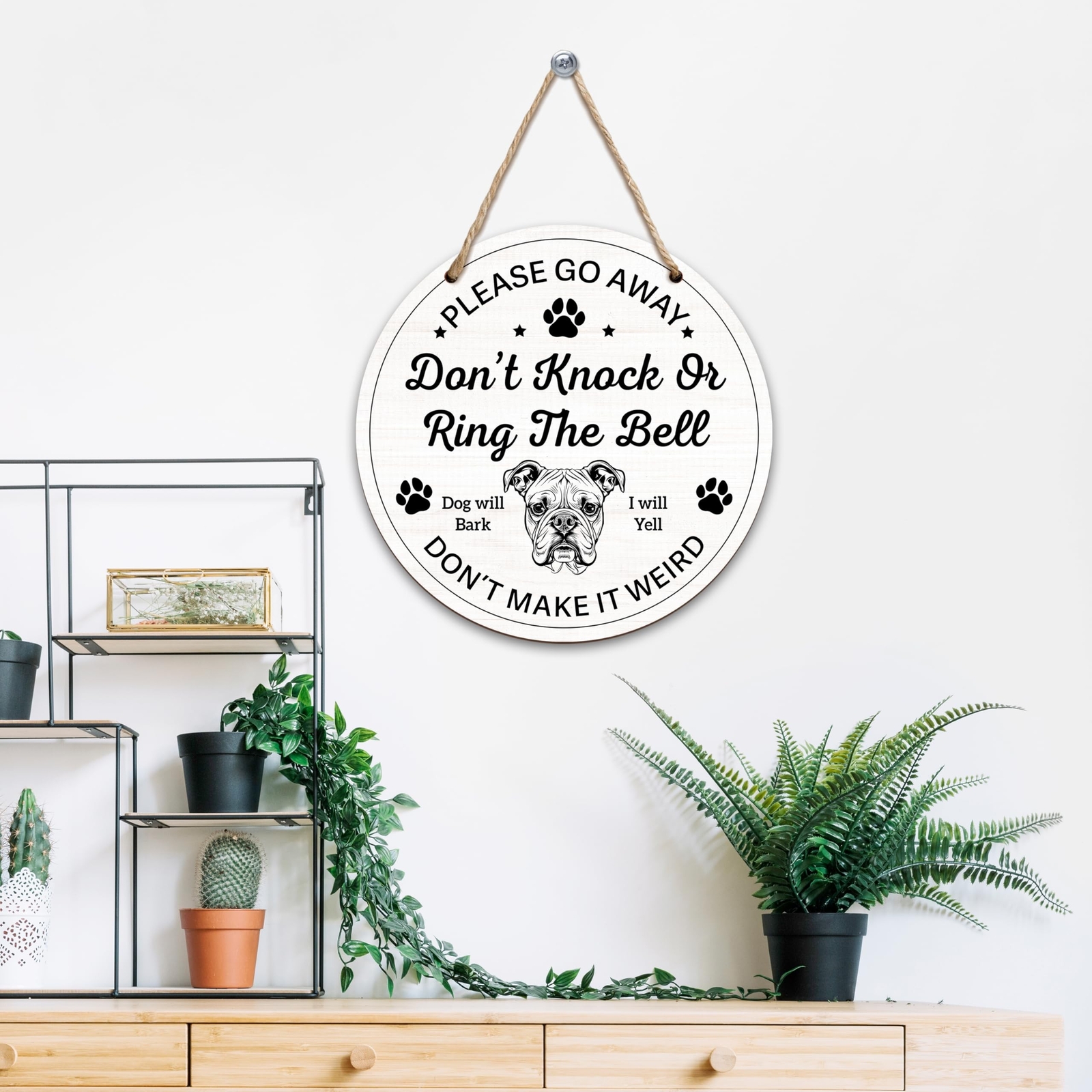Do Not Knock Or Ring Doorbell Sign Decor For Front Door, Please Go Away Dog B…