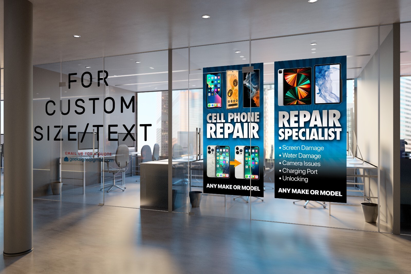 Cell Phone Repair Banner Poster Sign computer repair iphone ipad ipod samsung