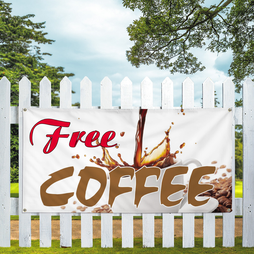 Vinyl Banner Multiple Sizes Free Coffee Outdoor Advertising Printing Outdoor