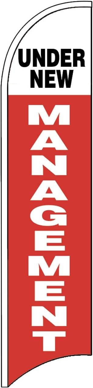 UNDER NEW MANAGEMENT Windless Swooper Flag Feather Banner Sign wrb (Flag Only)